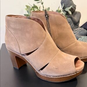Women's Dansko Tan Peep-Toe Ankle Boots